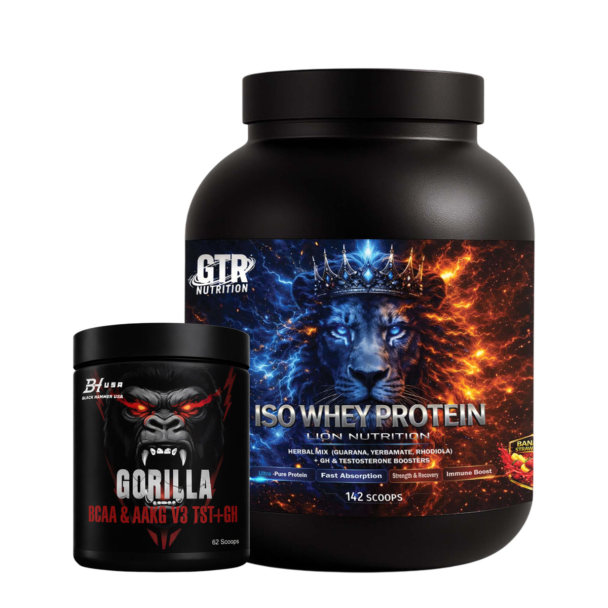 Lion ISO Whey Protein 5 kg Banane-Erdbeere + GRATIS BCAA 620 g