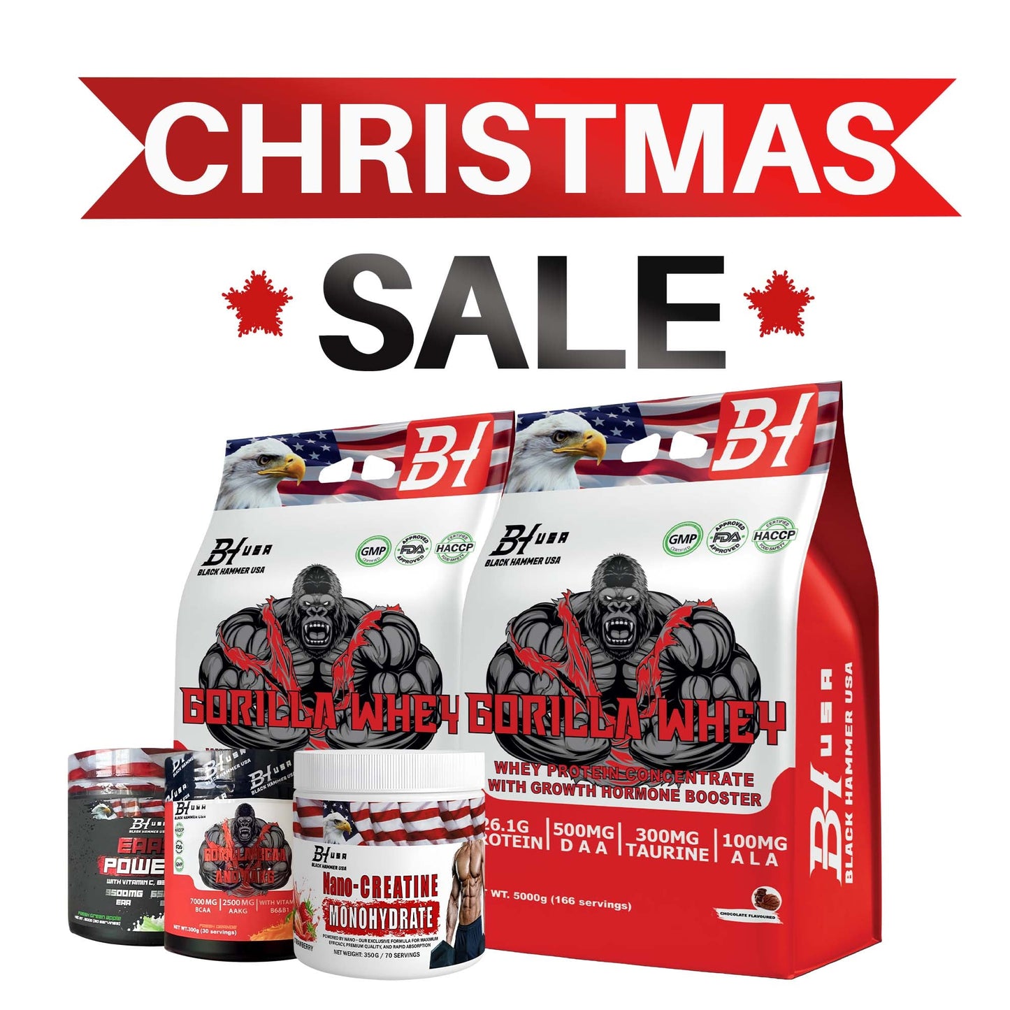 Christmas Performance Bundle | 2× Gorilla Whey 2kg + Creatine + EAA & BCAA