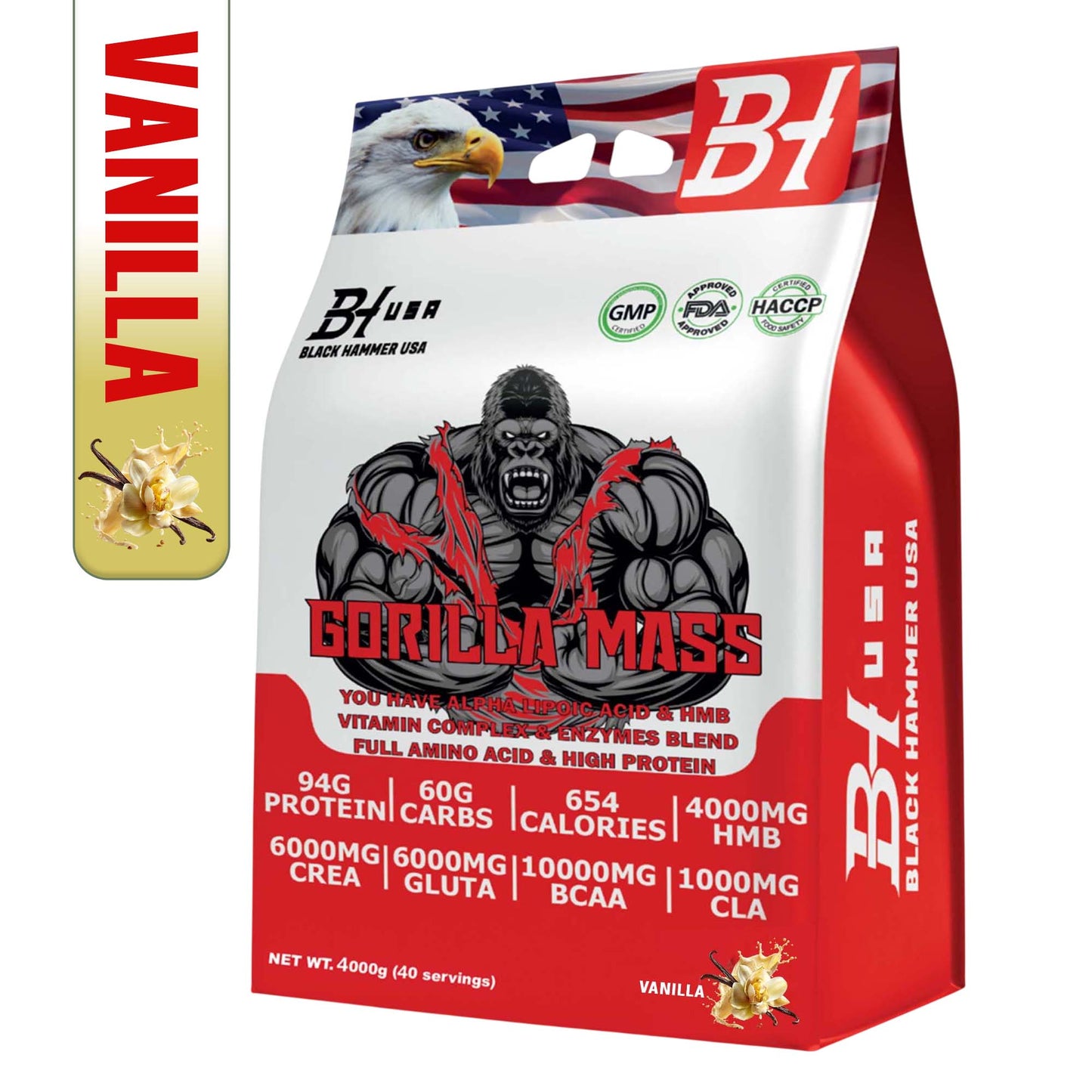 Gorilla Mass 4KG Vanilla + FREE Gorilla Crazy Pump