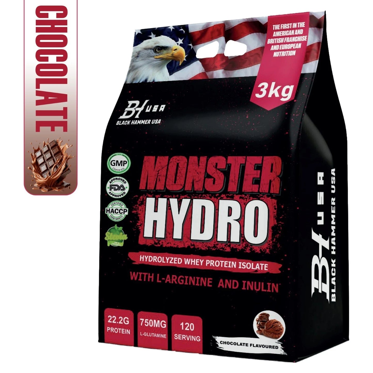 Monster Hydro Whey Protein 3 kg Schokolade + Gorilla BCAA 620 g