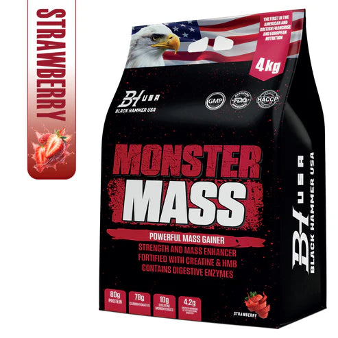 Monster Mass Gainer 4KG Strawberry + Free Gift